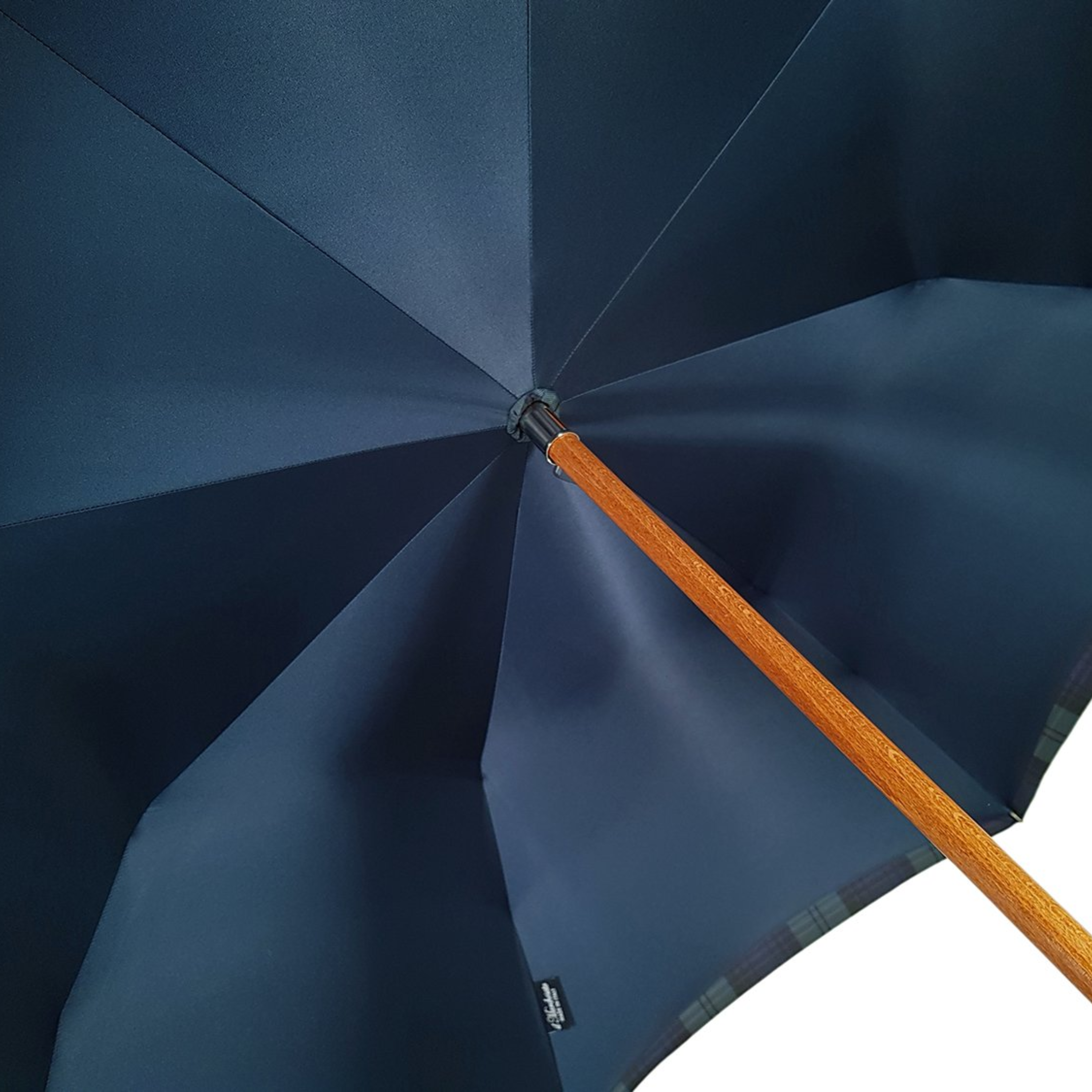 Ilmarchesato men's cotton double-canopy umbrella with satin interior, shown open with sturdy handle and elegant design.