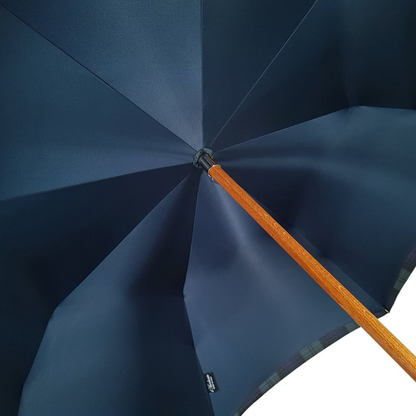 Ilmarchesato men's cotton double-canopy umbrella with satin interior, shown open with sturdy handle and elegant design.