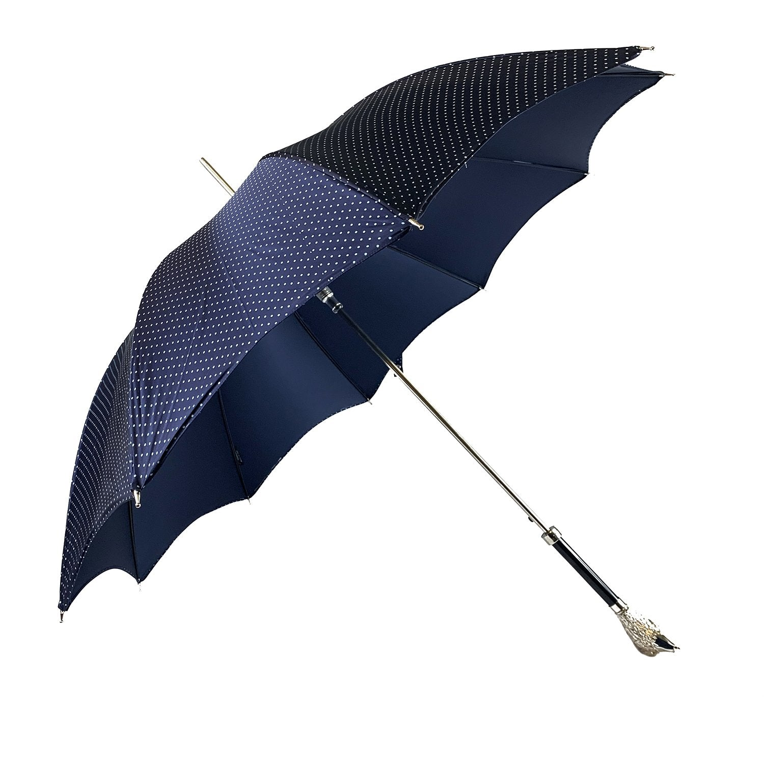 Ilmarchesato gentleman's umbrella featuring a silver-plated hawk handle, elegant design for men.