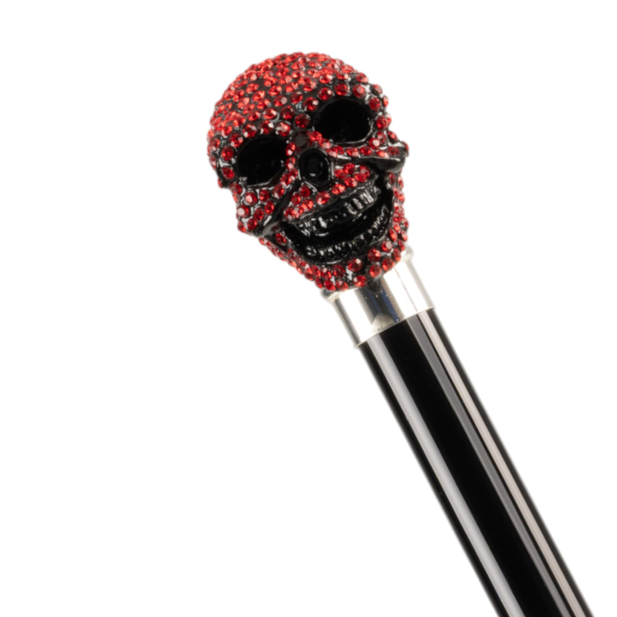 Luxury skull umbrella for men by Ilmarchesato featuring a Light Siam crystal handle, stylish and unique rain protection accessory.