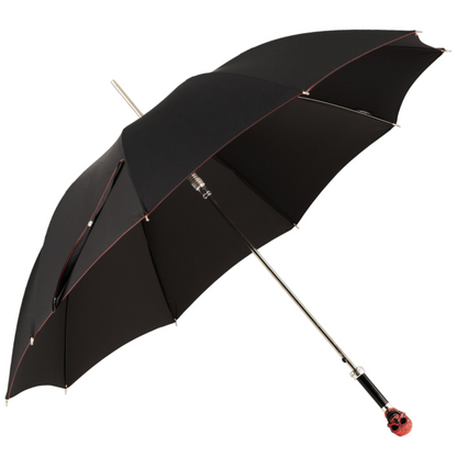 Men's luxury skull umbrella by Ilmarchesato with Light Siam crystal handle, featuring a detailed skull design and elegant craftsmanship.