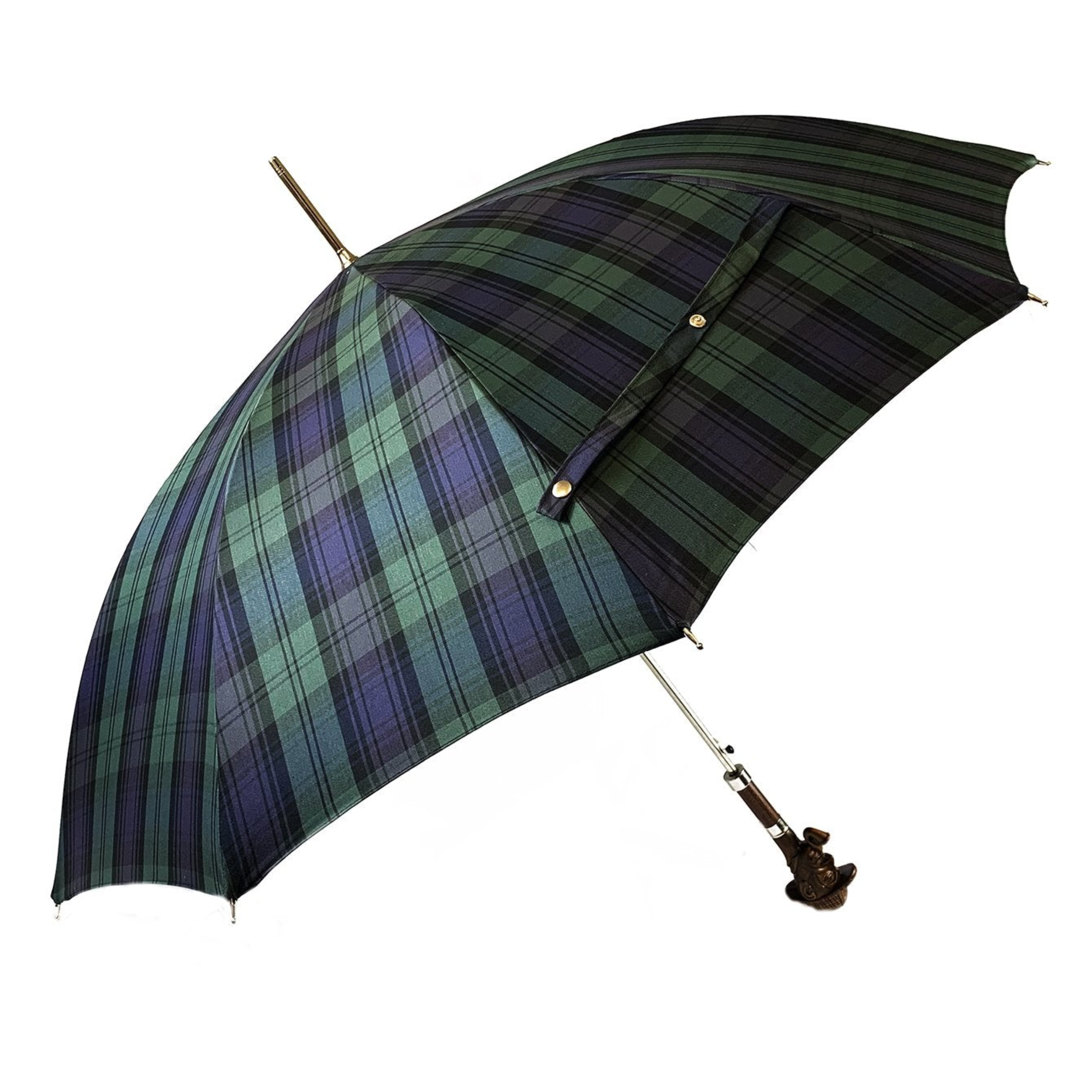 Sherlock Holmes-inspired Ilmarchesato gentleman's umbrella featuring an antiqued handle and classic design.