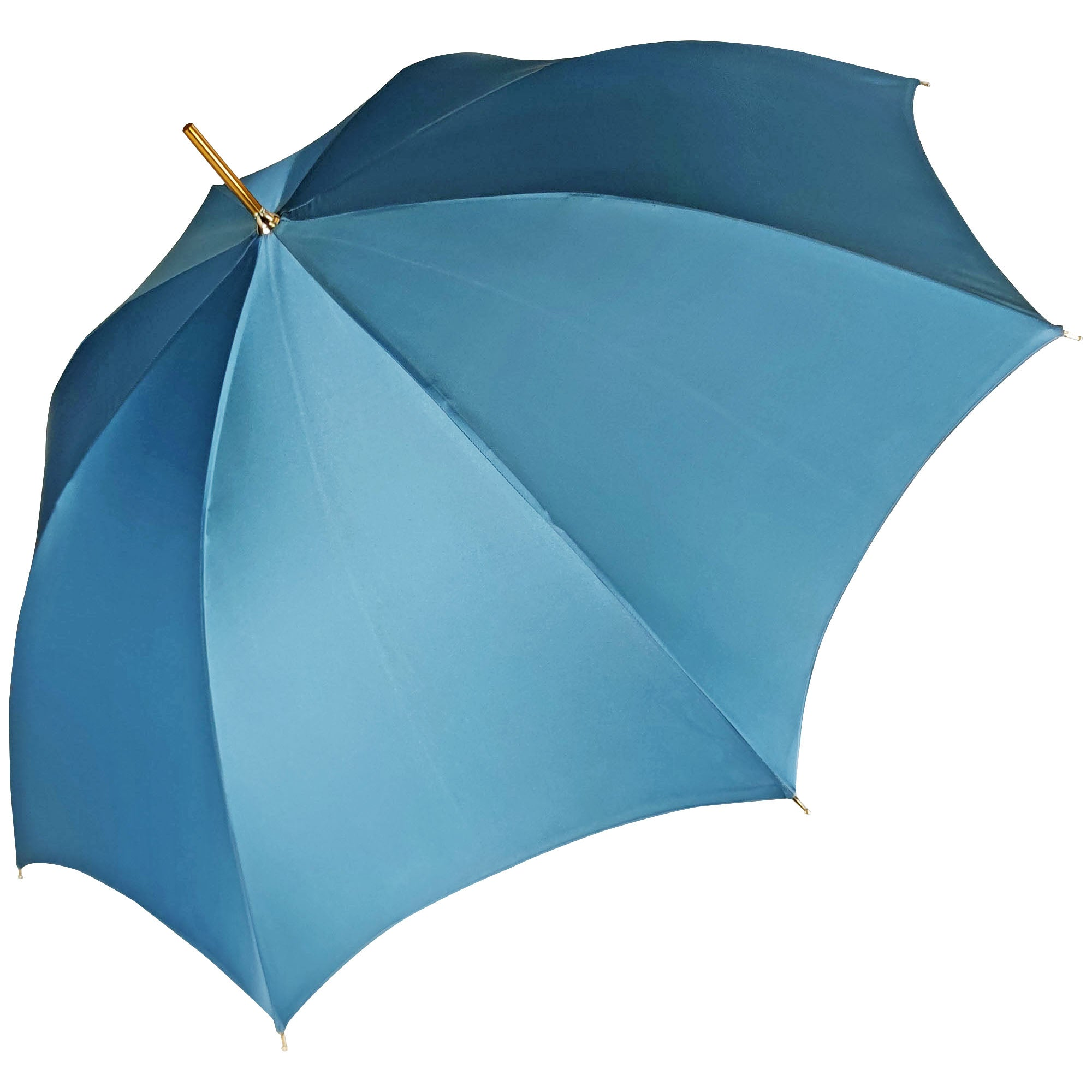 Refined ladies rain umbrella with hand-painted design and 24K gold handle by Ilmarchesato, featuring elegant craftsmanship and style.