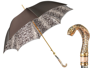 Golden cobra handle luxury rain umbrella for women with designer handle by Ilmarchesato.