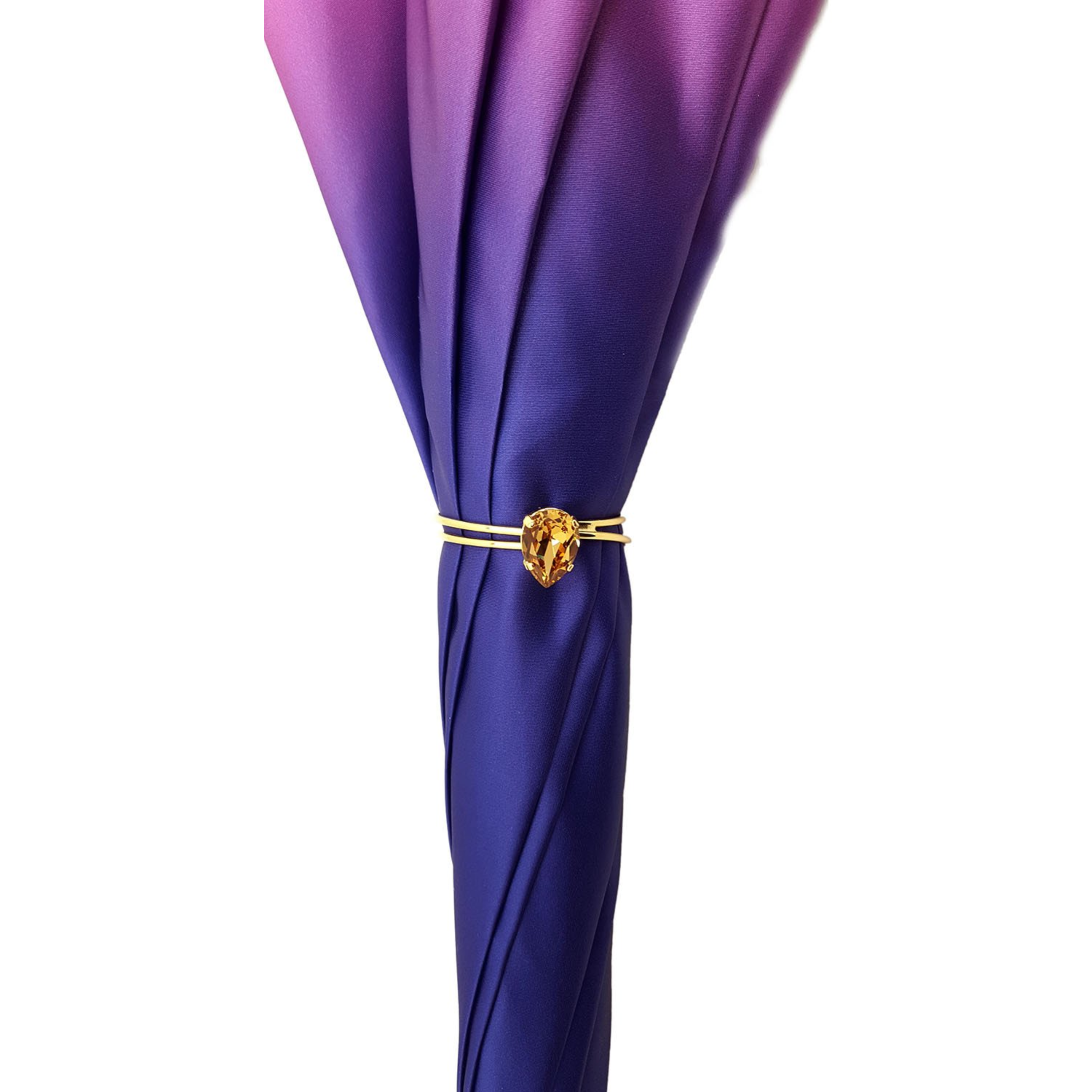 Ilmarchesato vibrant pink and blue double canopy rain umbrella with artistic interior design, open and showing colorful canopy details.