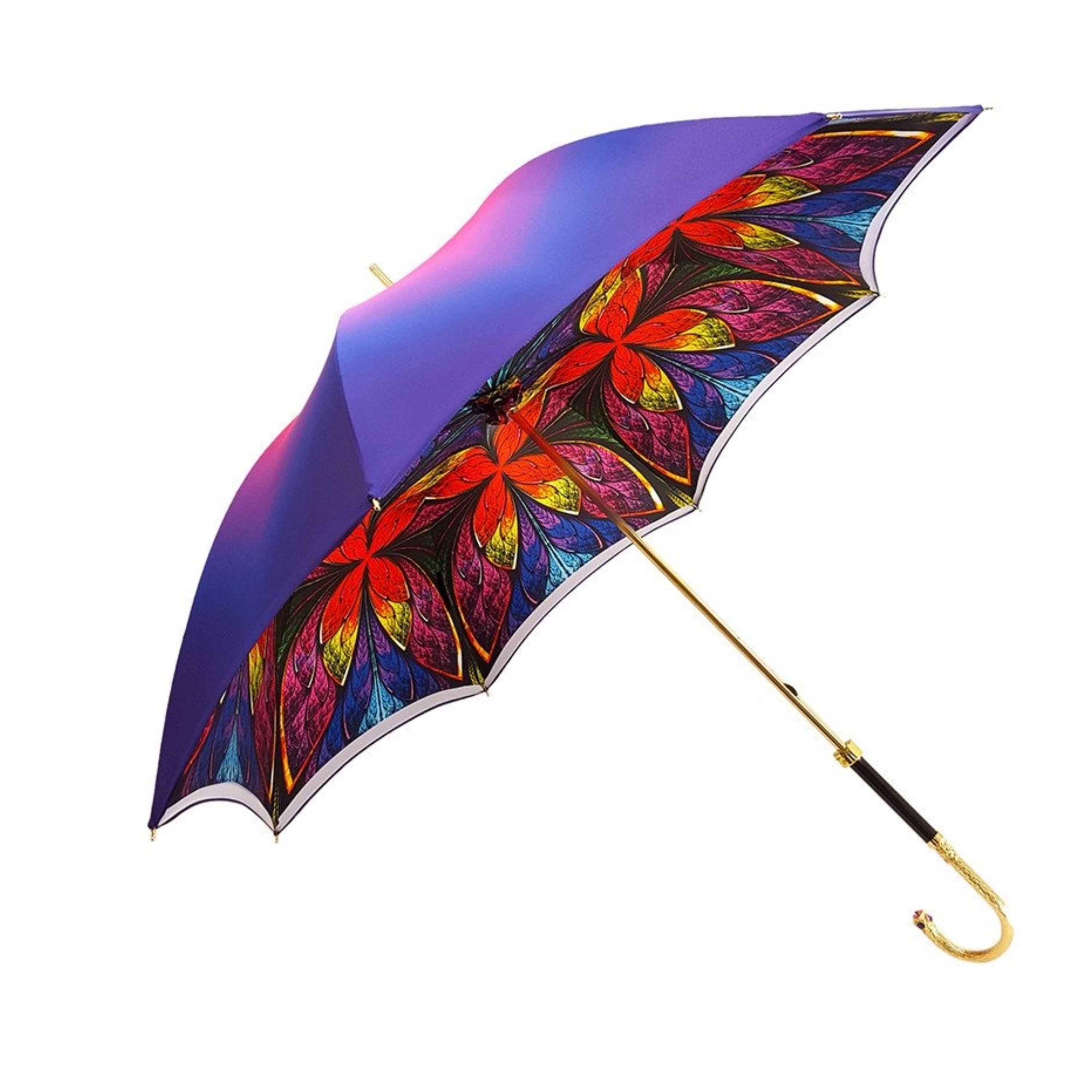 Elegant Ilmarchesato women's double cloth umbrella featuring a sparkling Swarovski handle and a stylish design.