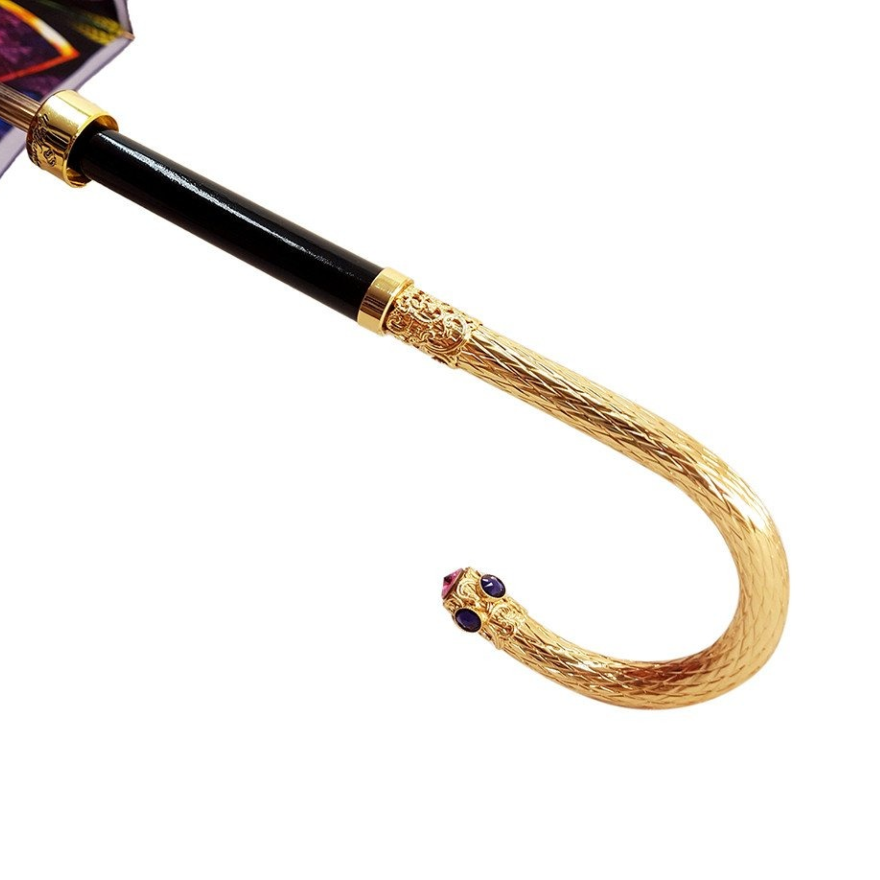 Elegant Ilmarchesato women's double cloth umbrella with a sparkling Swarovski handle, displayed open against a neutral background.