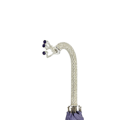 Premium handmade Ilmarchesato sparkling lilac umbrella featuring vibrant anemone floral design.
