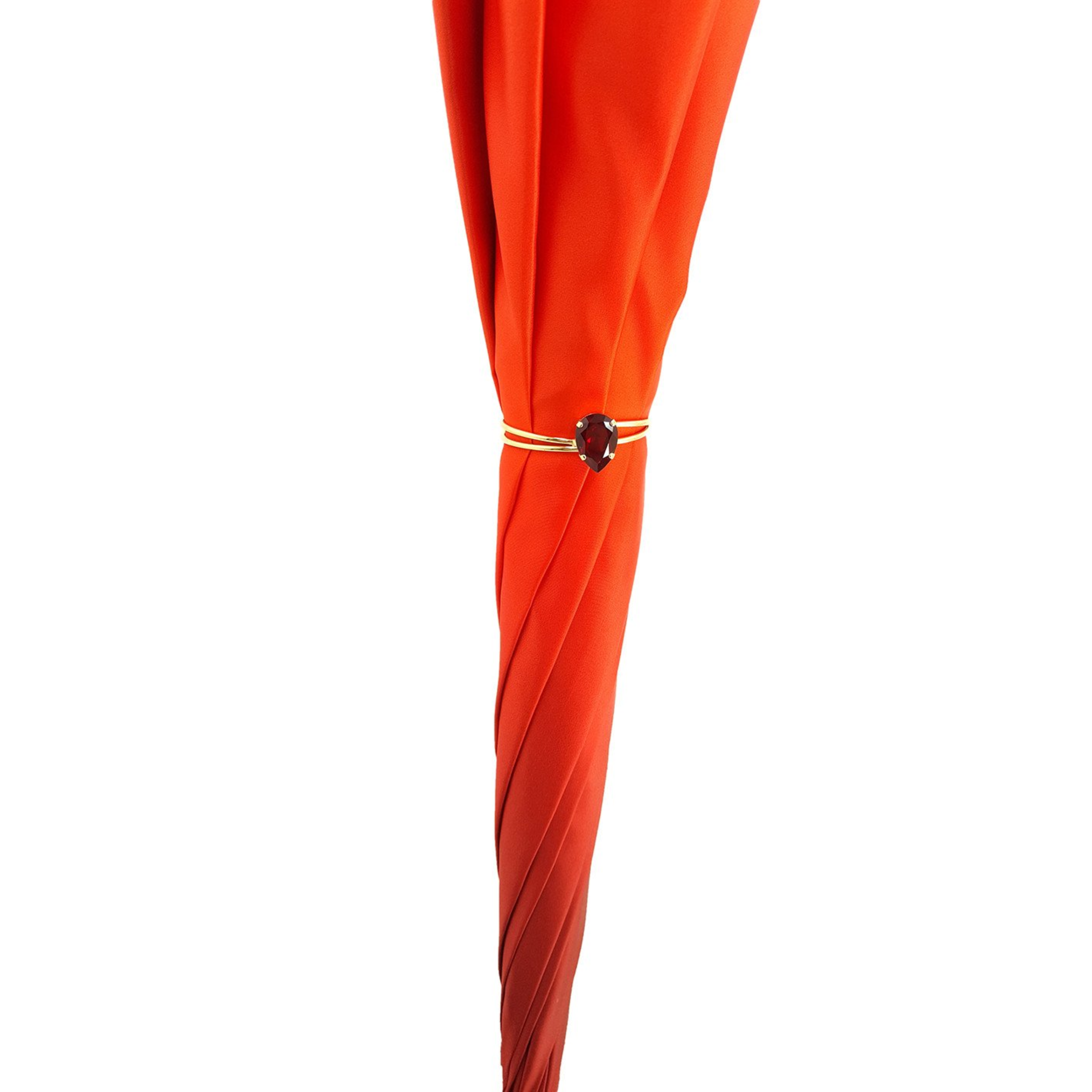 Orange floral umbrella by Ilmarchesato with a double canopy design, perfect for stylish rain protection for ladies.