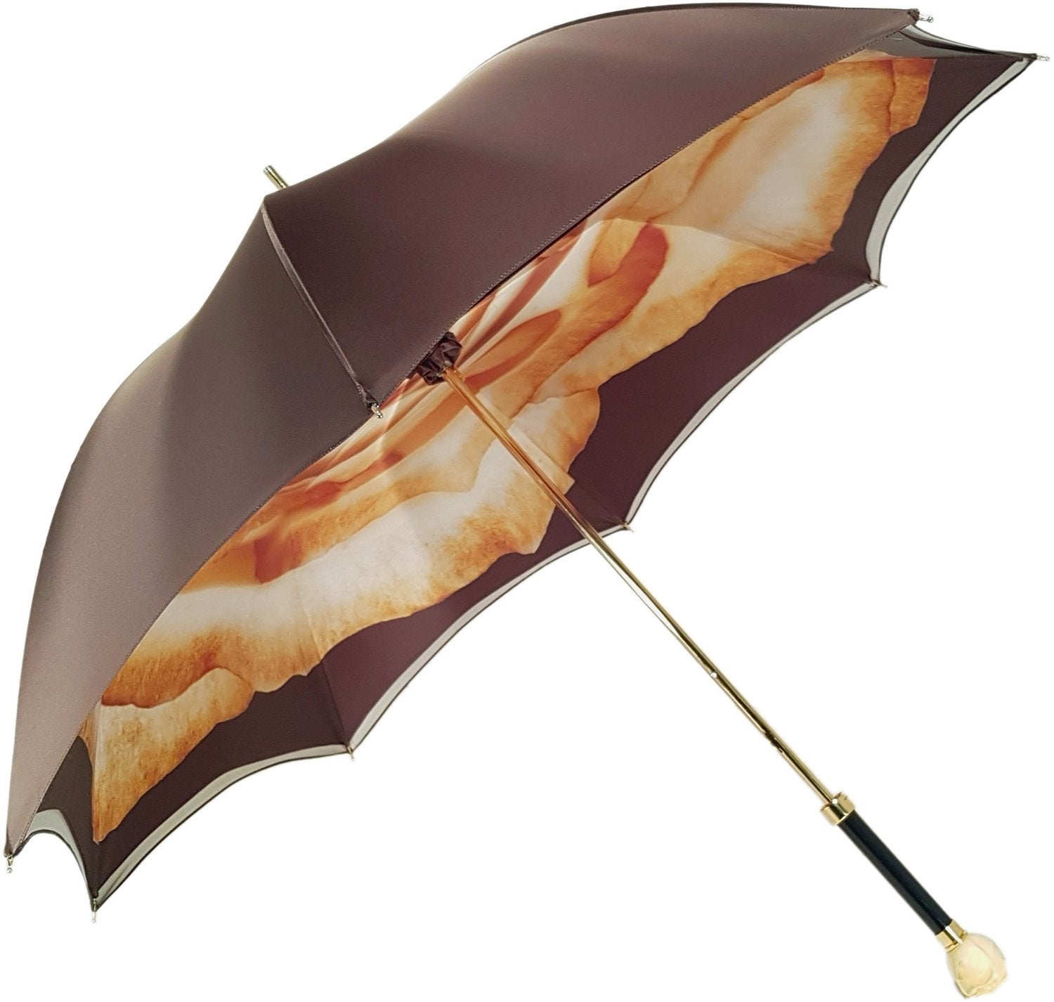 Ilmarchesato luxury double canopy umbrella featuring an elegant rose print for ladies, showcasing its stylish design.
