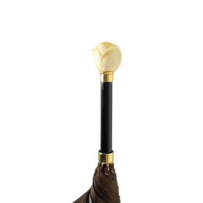 Ilmarchesato luxury double canopy ladies umbrella featuring an elegant rose print design.