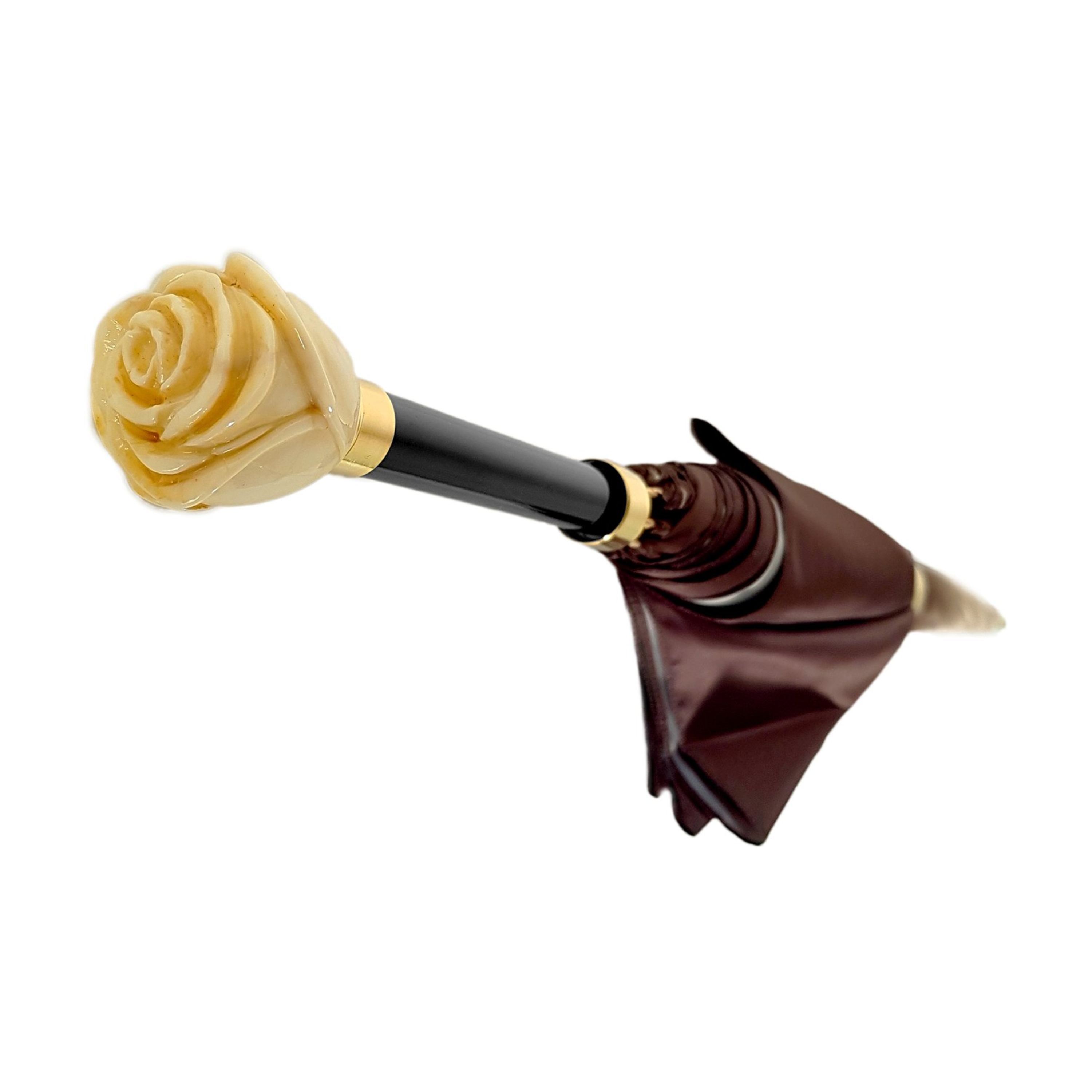 Ilmarchesato luxury double canopy umbrella featuring an elegant rose print, perfect for rainy days.