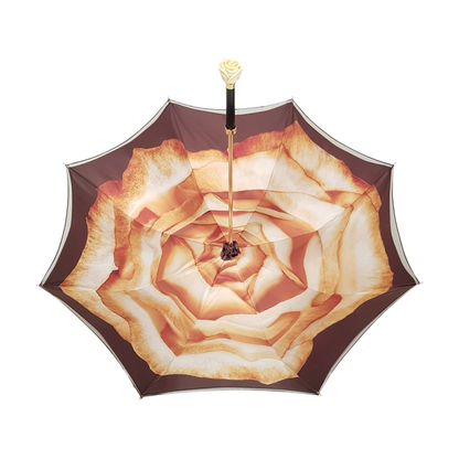 Ilmarchesato luxury double canopy ladies umbrella featuring an elegant rose print design.