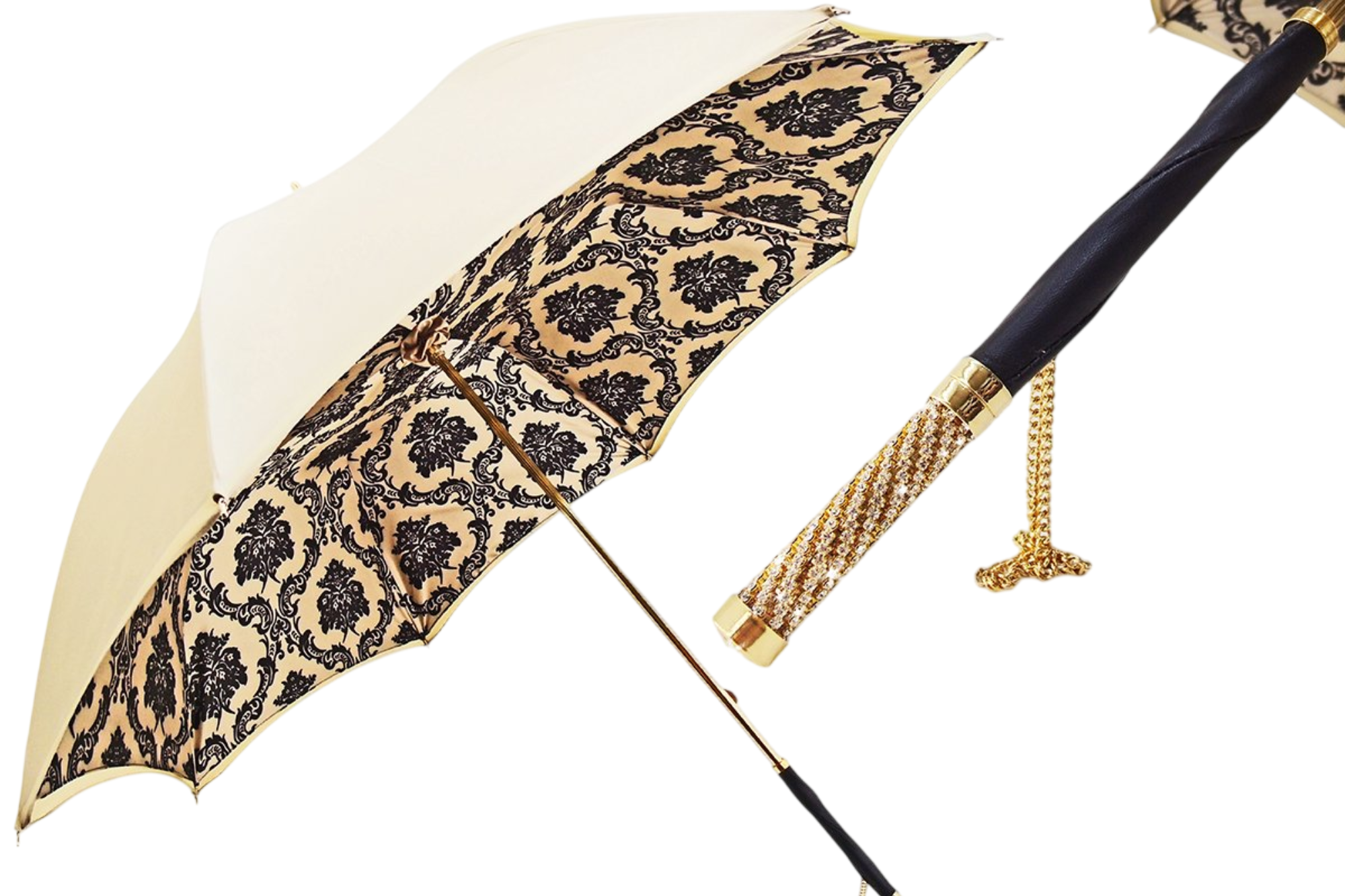 Ilmarchesato double canopy luxury rain umbrella with baroque-inspired design, decorative handle, and elegant craftsmanship for women.