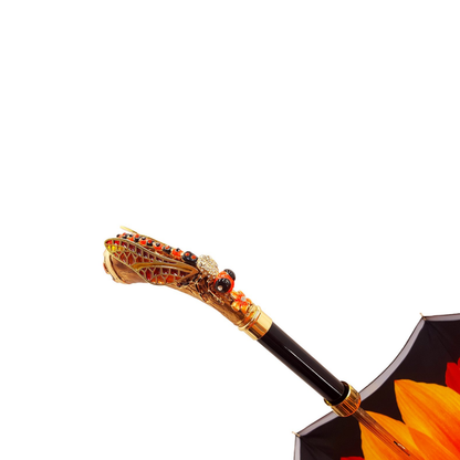 Dragonfly-inspired Ilmarchesato double canopy luxury umbrella for women, featuring elegant design and vibrant colors.