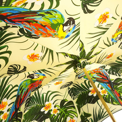 Ilmarchesato parrot-inspired double canopy luxury umbrella for women, featuring vibrant colors and elegant design.