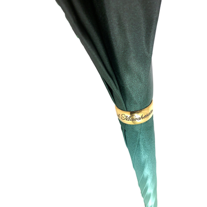 Teal floral double canopy luxury umbrella for women by Ilmarchesato, showcasing elegant design and sturdy construction.
