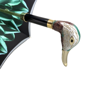 Teal floral double canopy luxury umbrella for women by Ilmarchesato, showcasing elegant design and sturdy construction.