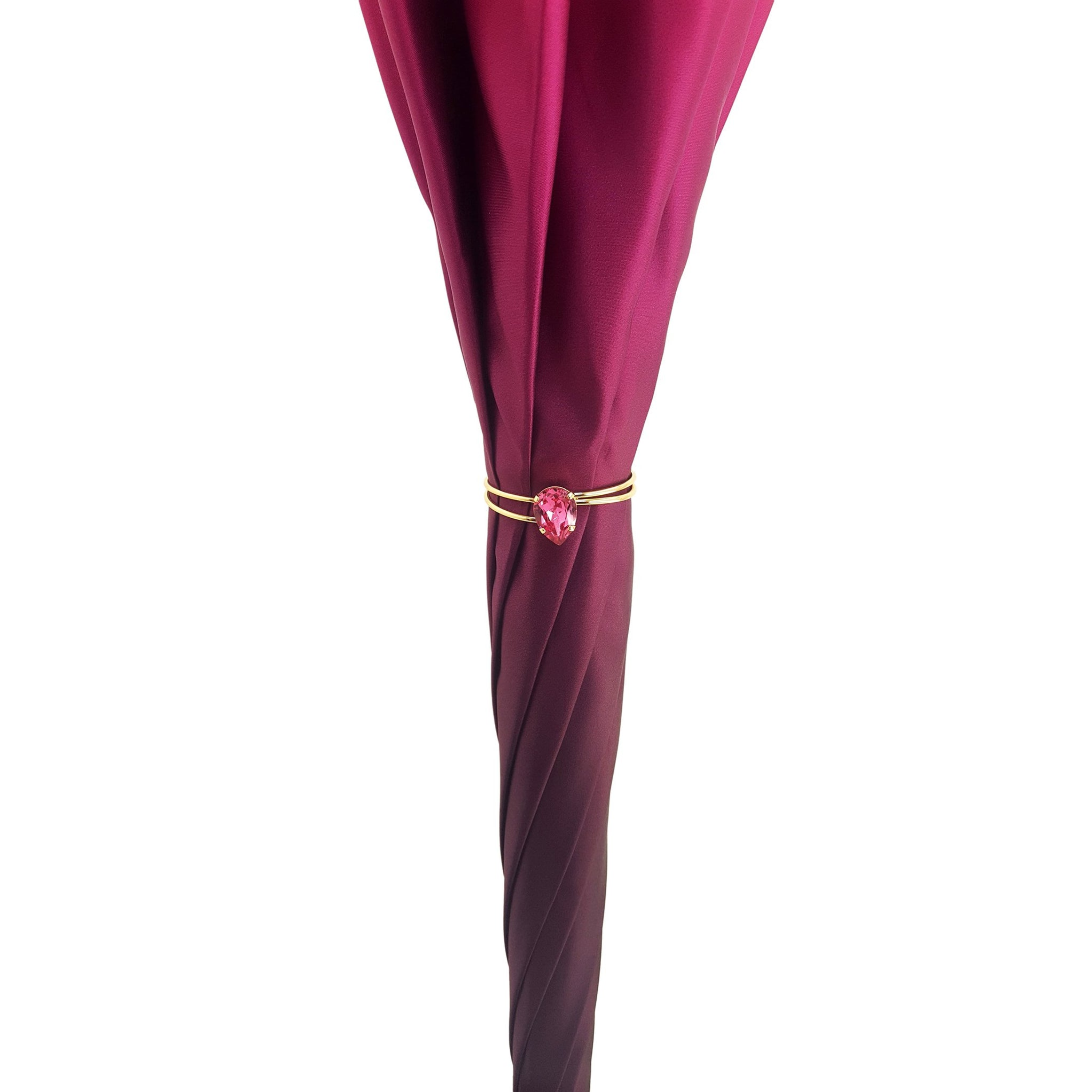 Double canopy toucan umbrella by Ilmarchesato with vibrant gradient fuchsia rain umbrella design and tropical toucan artwork.