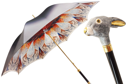 Elegant gradient grey Ilmarchesato rabbit umbrella, showcasing a luxury design perfect for rainy days.