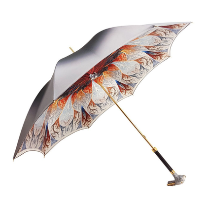 Elegant gradient grey Ilmarchesato rabbit umbrella showcasing a luxurious design for rainy days.