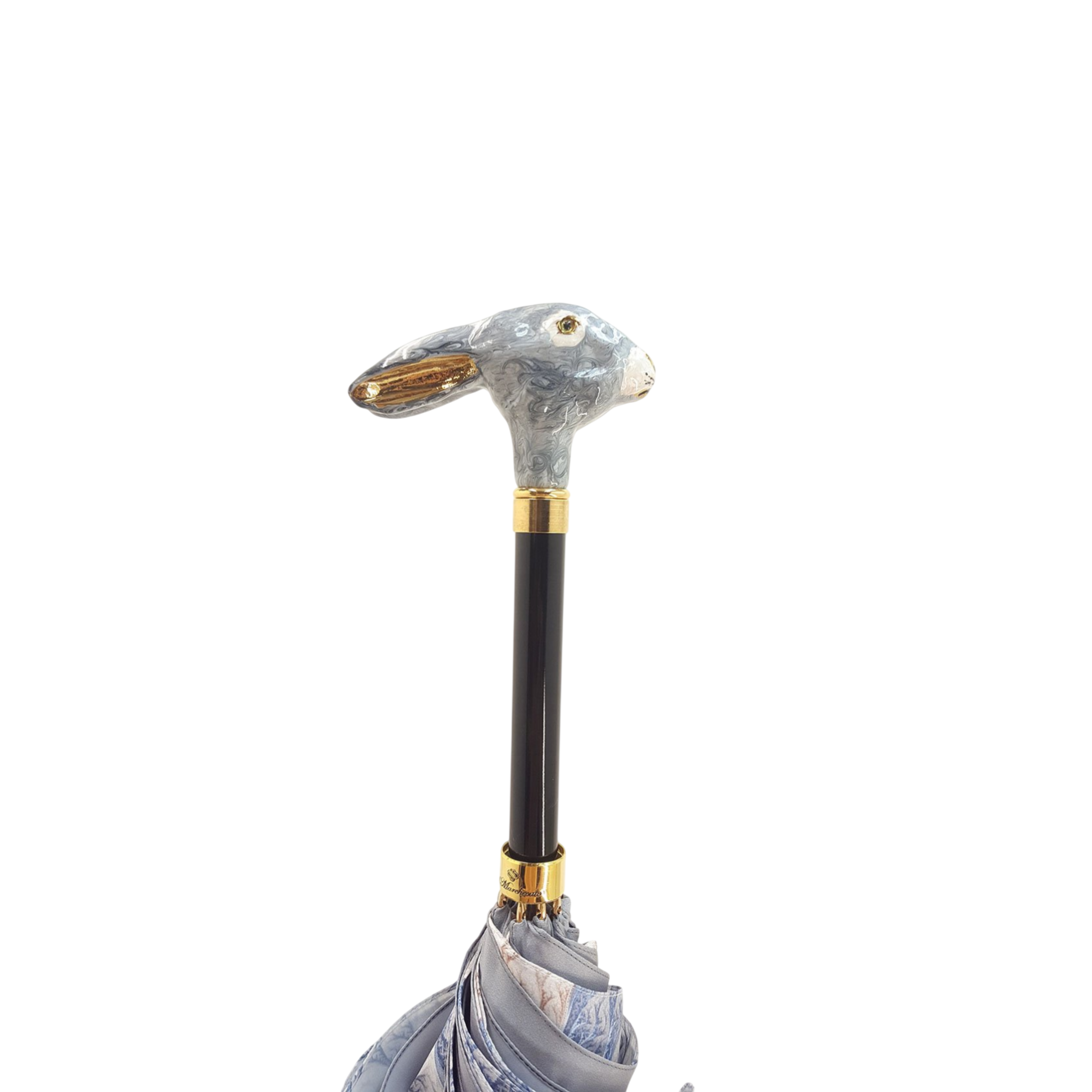 Elegant gradient grey Ilmarchesato rabbit umbrella, showcasing a luxurious design perfect for rainy days.