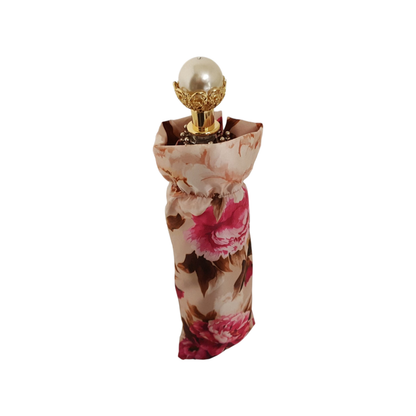 Luxury Floral Folding Umbrella with 24K Gold Pearl Handle
