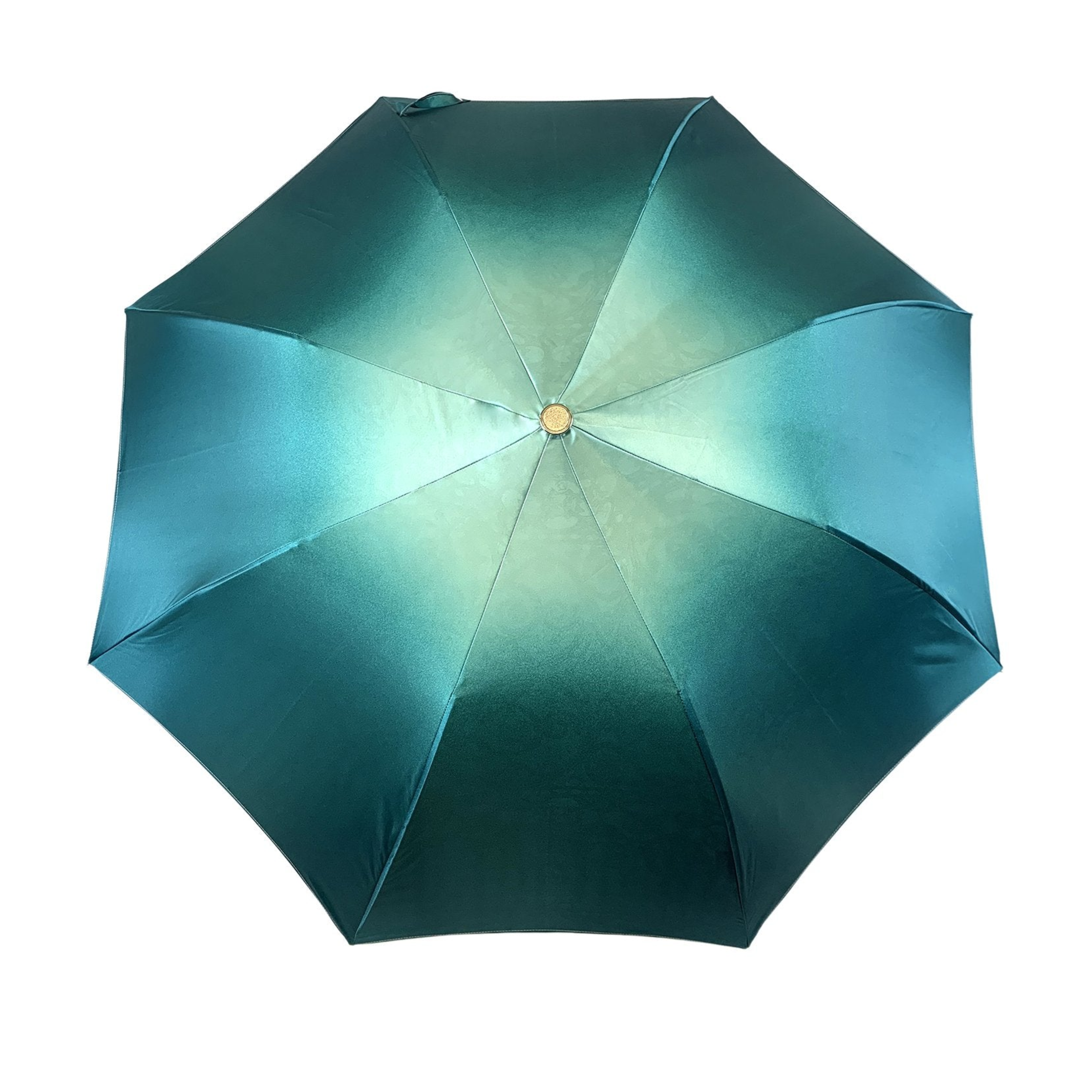 Ilmarchesato Baroque turquoise women’s folding umbrella with 24K gold-plated Mylord handle, elegant and stylish accessory.