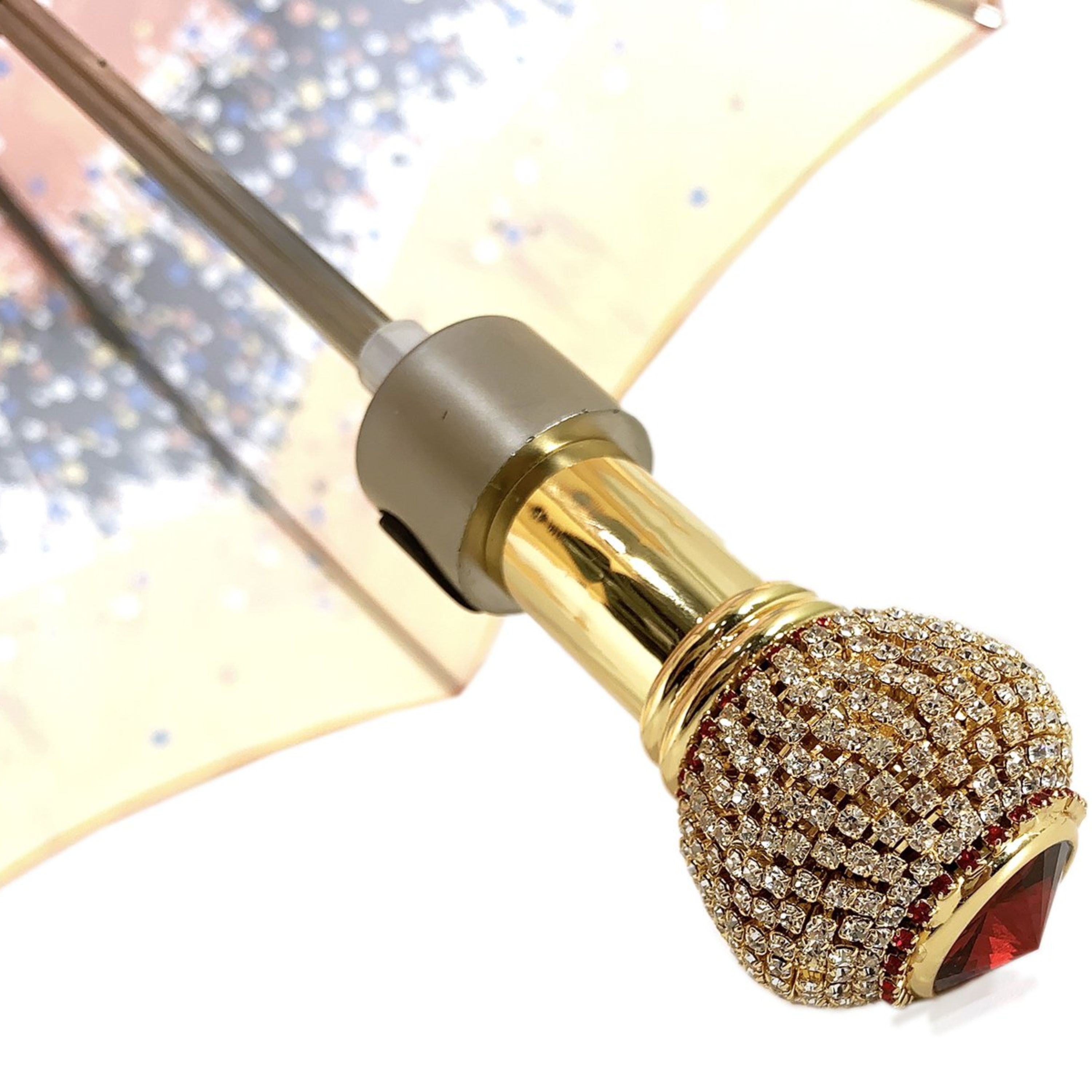 Red and Orange Women’s Folding Umbrella with 24K Gold-Plated Handle