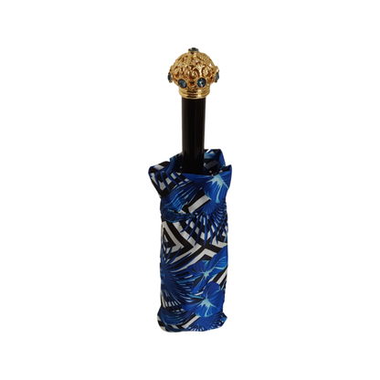 Exclusive Blue Geometric Swarovski Crystals Women’s Folding Umbrella