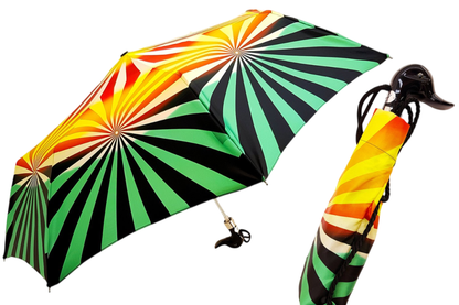 Exclusive Geometric Women’s Folding Umbrella with Black Duck Handle