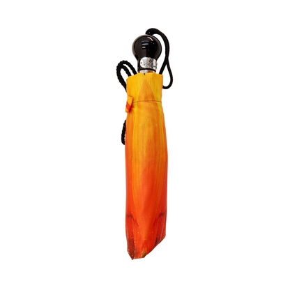 Orange Flower Women’s Folding Umbrella with Black Handle