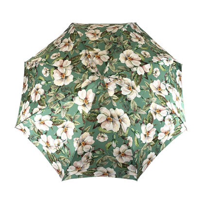 Exclusive Floral Women’s Silver-Plated Jeweled Handle Folding Umbrella