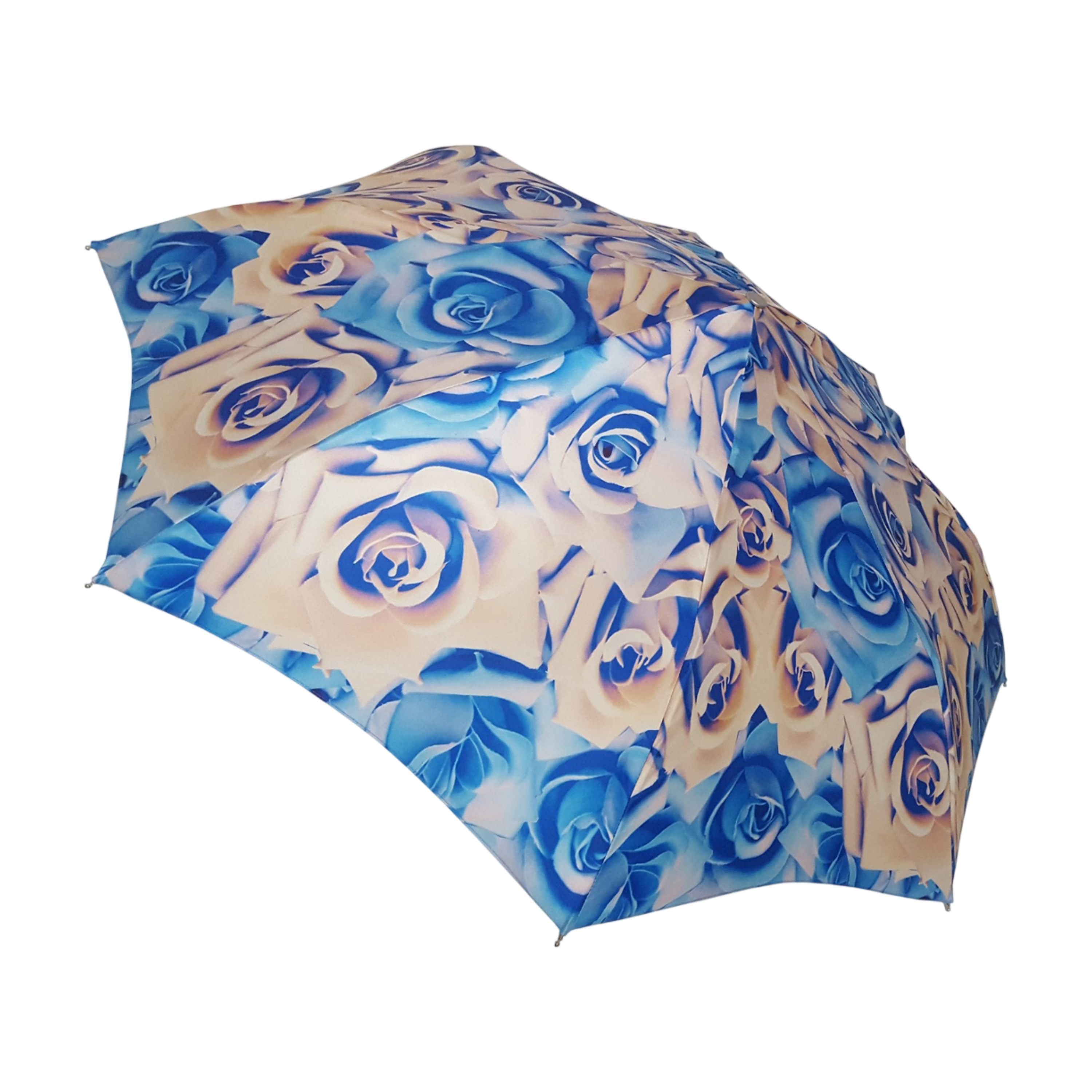 Elegant Rose Women’s Folding Umbrella with 24K Jeweled Handle