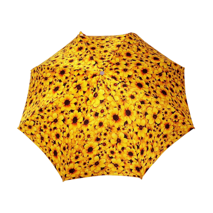 Yellow Floral Women’s Folding Umbrella with 24K Jeweled Handle