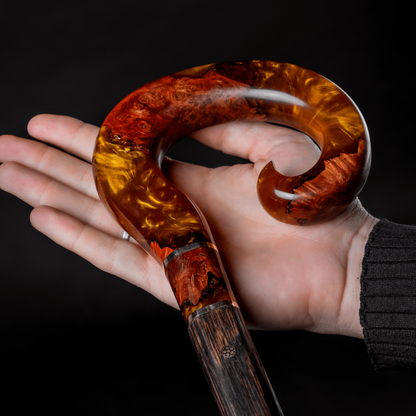 Red Mountain Handmade Walking Cane by ARTWalkingSticks featuring a custom unique design and ergonomic handle.
