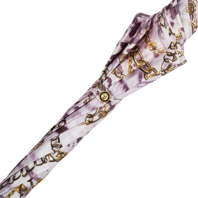 Automatic Opening Umbrella – Stylish Purple Chains Print Rain Umbrella with Comfortable Handle