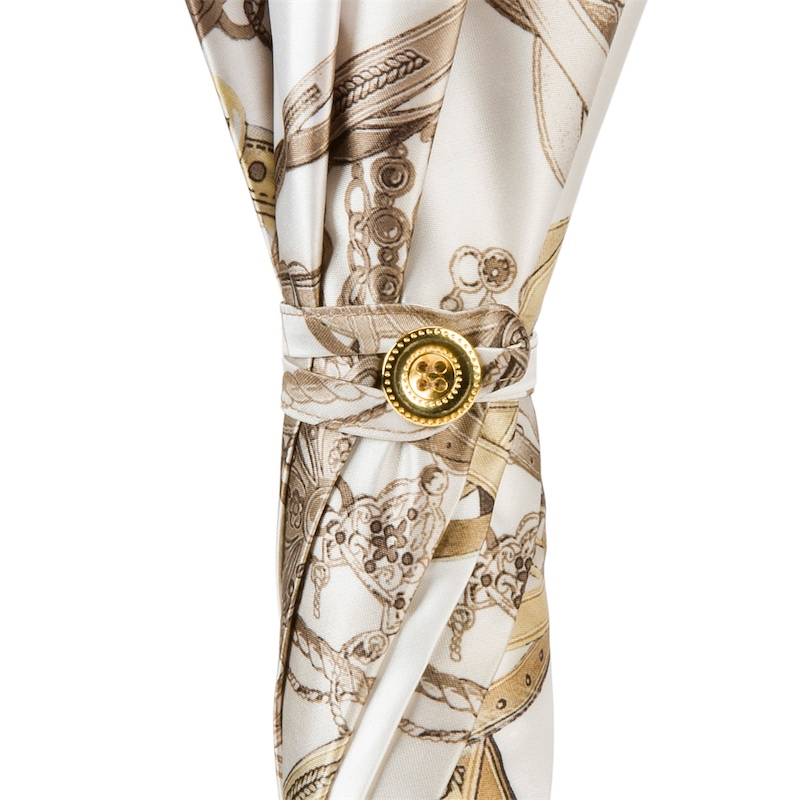 Bridles Print Umbrella – Automatic Opening | Leather Handle, Handmade Italian Gift