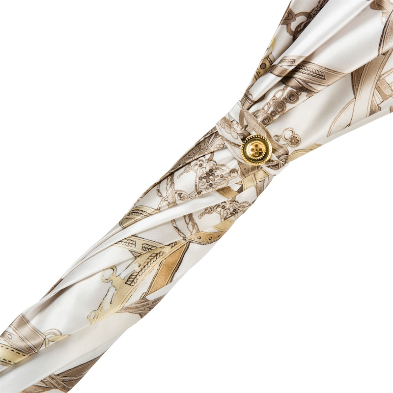 Bridles Print Umbrella – Automatic Opening | Leather Handle, Handmade Italian Gift