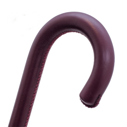 Flowered Umbrella – Handmade Italian Rain Umbrella with Burgundy Leather Handle