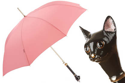 Enameled Brass Umbrella – Black Cat Automatic Rain Umbrella With Polyester Canopy