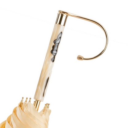 Ivory Sketch Umbrella – Handmade Italian Rain Umbrella With Jeweled Handle