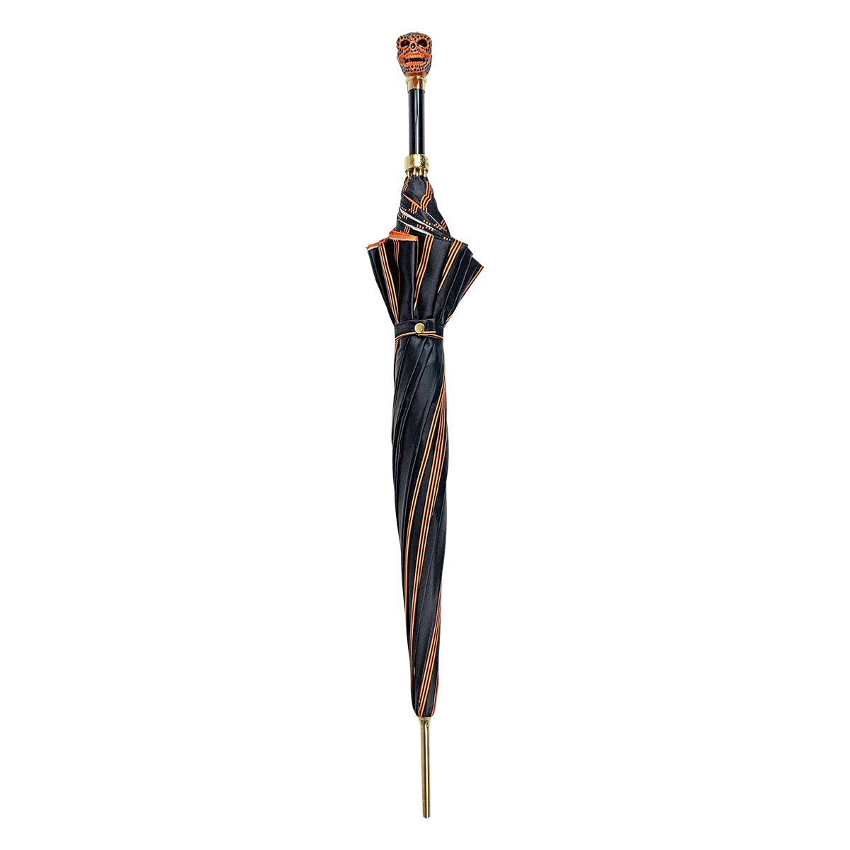 Ilmarchesato luxury umbrella featuring a skull design embellished with jet crystals, perfect for men.