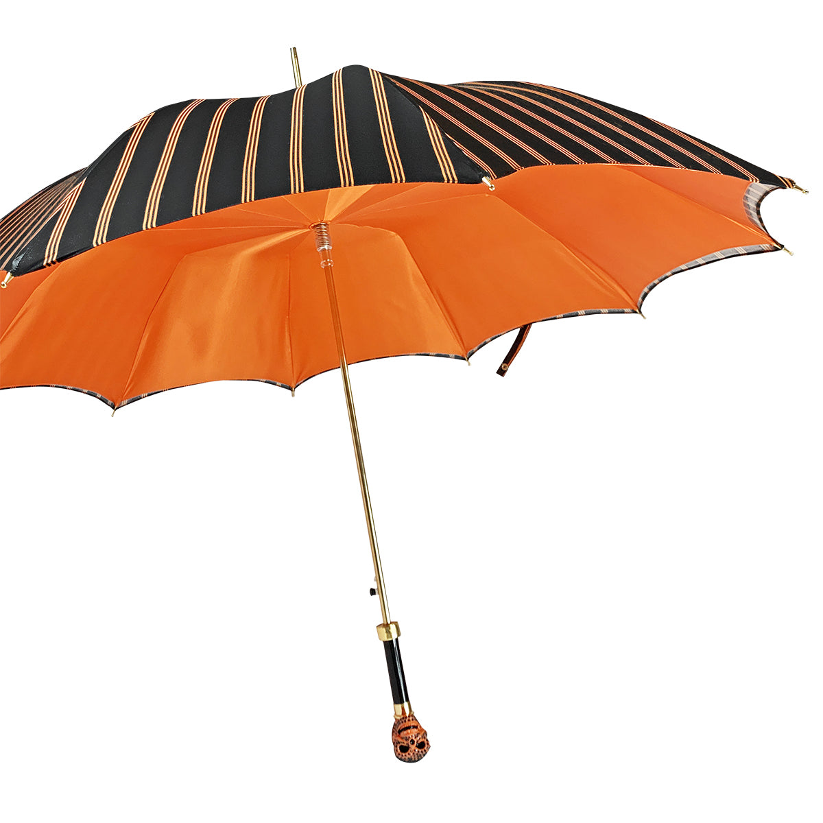 Luxury Ilmarchesato skull umbrella adorned with jet crystals, showcasing a unique design for men.
