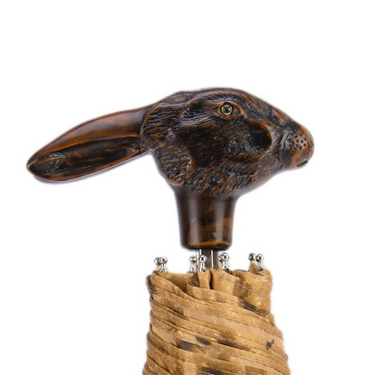 Animalier Folding Umbrella – Handmade Italian Rabbit Handle | Compact Travel Rain Accessory