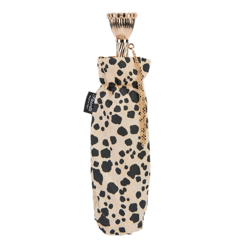 Leopard Print Umbrella – Italian Handmade Folding Rain Umbrella with Luxury Brass Handle