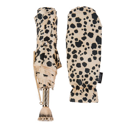 Leopard Print Umbrella – Italian Handmade Folding Rain Umbrella with Luxury Brass Handle