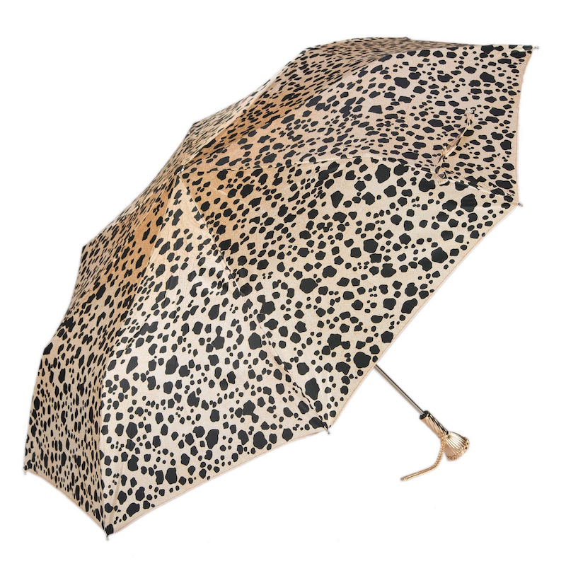 Leopard Print Umbrella – Italian Handmade Folding Rain Umbrella with Luxury Brass Handle