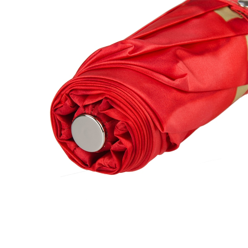 Luxury Folding Umbrella – Red Dahlia Designer Rain Umbrella With Brass Handle