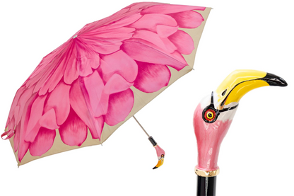 Folding Flamingo Umbrella – Handmade Italian Compact Travel Rain Accessory